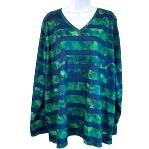 Reel Legends Womens Freeline V-Neck Long Sleeve Top Sz 3X UV Protection Cooling